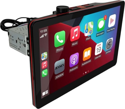 Jensen - 11.6" Single/Double DIN Touchscreen Stereo | Wireless CarPlay & Android Auto | Bluetooth | Backup Cam Input - Black-Front_Standard 