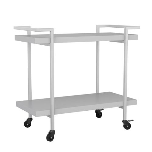 Martha Stewart - Liam Mobile 2 Tier Printer Cart with Side Storage - Gray/Brushed Nickel Frame