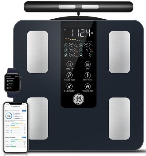 GE - Smart Scale for Body Weight 8-Electrode Full Body Composition Analyzer 27 Measurements Bluetooth - Black-Front_Standard 