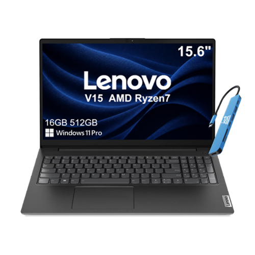  Lenovo - Upgraded - V Series V15 Gen 4 Laptop - 15.6" FHD - AMD Ryzen 7 7730U - 16GB RAM - 512GB SSD - Numeric Keypad - IST HUB - Win 11Pro - Black