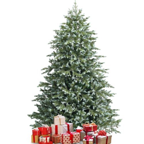 Costway - Artificial Christmas Spruce Hinged Tree w/ 1260 Mixed PE & PVC Tips - Green/White