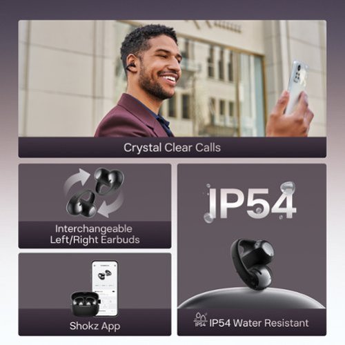 Shokz OpenDots ONE Open-Ear Clip-On True Wireless Bluetooth Earbuds - Black BUY IN AUSTRALIA