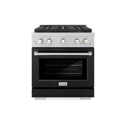 Front. ZLINE - ZLINE 30 in. 4.2 cu. ft. Freestanding Paramount Dual Fuel Range with DuoPro Cooktop - Satin Steel/Black Matte.