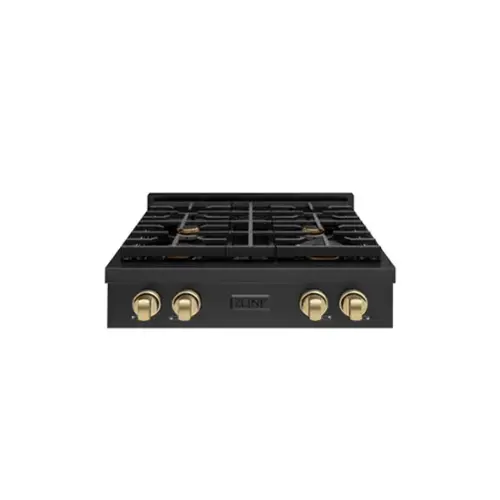 Front. ZLINE - ZLINE 30 in. Autograph Paramount Rangetop with Bronze Accents (SRTBZ-30-CB) - Black Stainless Steel.