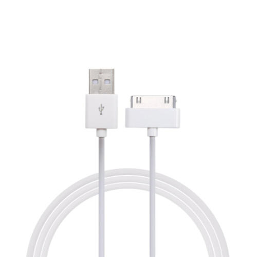 Qixxronics - 3FT 30 Pin Cable for iPhone 4/4s, iPhone 3G/3Gs, iPad 3/2/ 1,iPod Classic iPod Touch iPod Nano USB 30 Pin Charger Cable - White-Front_Standard 