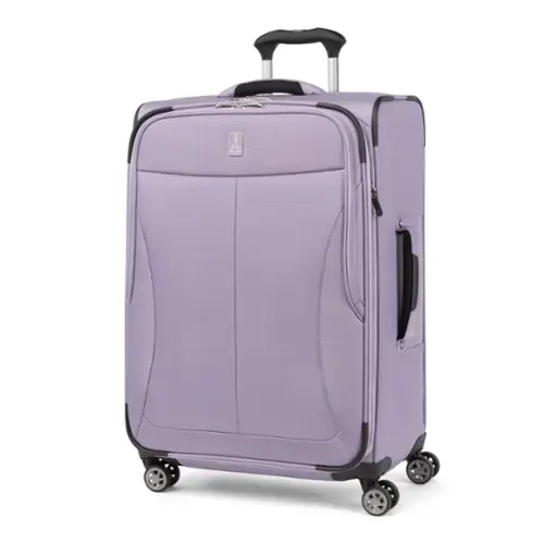 Front. Travelpro - Walkabout 6 Softside Expandable 25" Medium Checked Spinner Luggage - Metallic Violet.
