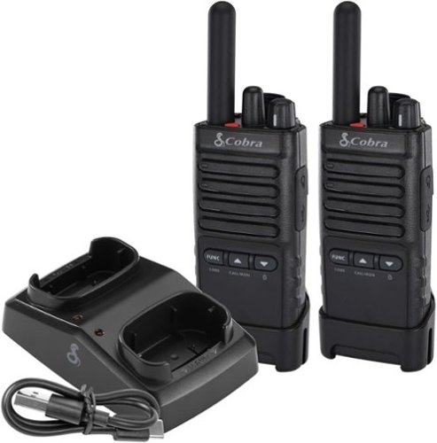 Cobra - PX650 - Professional/Business Walkie Talkies - Rechargeable, 300,000 sq. ft/25 Floor Range, Dust Protected IP54 (2 Pack) - Black-Front_Standard 