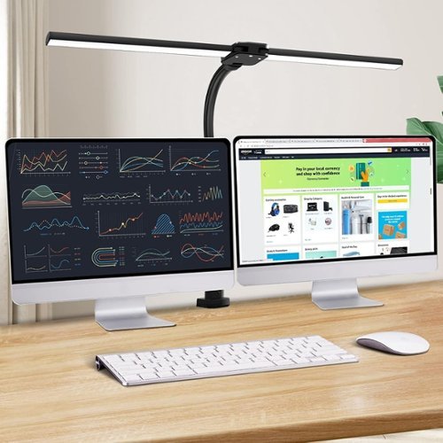  PARKER SLATER - Double Head LED Desk Lamp, 24W Architect Desk Lamp for Home Office, Bright Workbench Lighting with 5 Color Modes &amp; 5 Dim - Black-Clamp