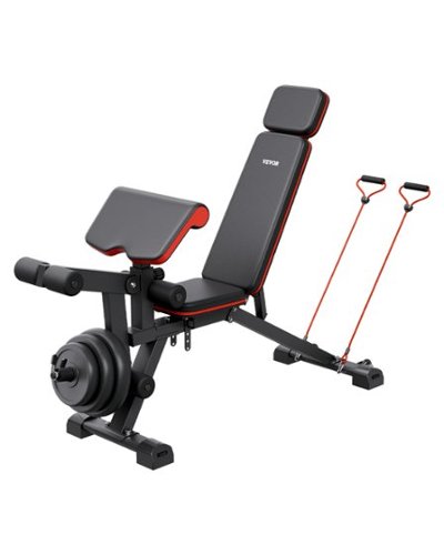 VEVOR - Weight Bench, 800lbs Adjustable Weight Bench Press for Full Body Workout, Exercise Sit up Bench - Black-Front_Standard 