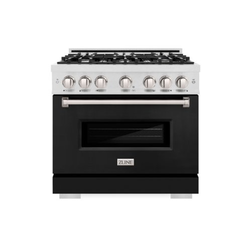 ZLINE - 36 in. Classic Dual Fuel Satin Steel Range w/ 6 Burner Cooktop & Black Matte Door (CDRS-BLM-36) - Stainless Steel