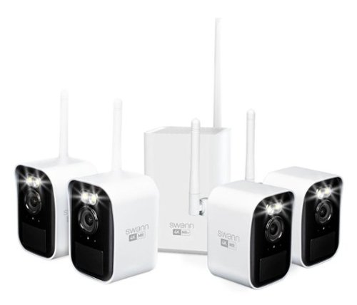 Swann - MaxRanger 4K Mini Security System 4 Wireless IP Security Cameras, Night Vision, Thermal Motion Detect, 64GB - White