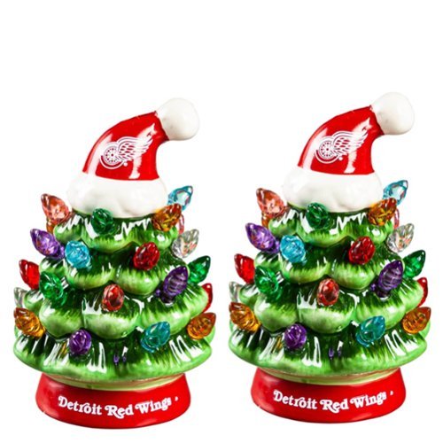 Evergreen Enterprises - Detroit Red Wings 2-Pack 4" Ceramic LED Christmas Tree Set - Multicolor-Front_Standard 