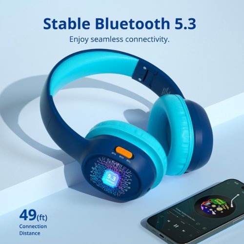 Tronsmart KH02 Wireless Headphones with 74/85/93dB Safe Volume, Built-in Microphone, Bluetooth 5.3, 45H Playtime for School Travel - Navy Blue BUY IN SAUDI ARABIA