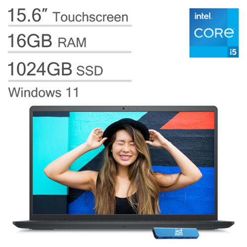 Dell - Inspiron 15 3520 15.6" Touch Screen Laptop - Intel Core i5 with 16GB Memory - 1TB SSD - Numeric Keypad - Windows 11 - Carbon Black-Front_Standard 