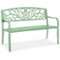 Best Choice Products - Outdoor Steel Bench Garden Patio Porch Furniture w/ Floral Design Backrest - Mint Green-Front_Standard