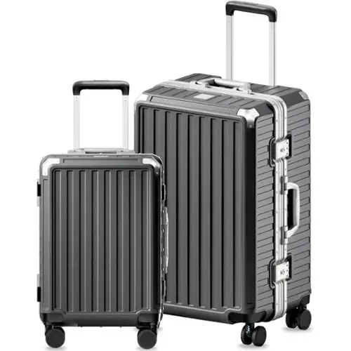 Front. LUGGEX - LUGGEX 20 28 Inch Aluminum Zipperless Polycarbonate Luggage Set - LX-ZX - Black.
