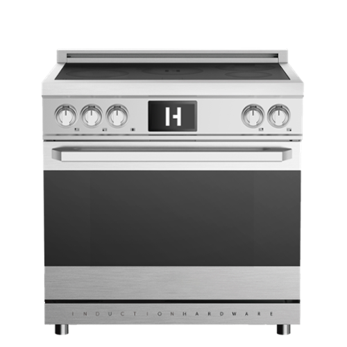 Induction Hardware - Professional 36 Inch Induction Range with Convection Oven & Air Fry, 5 Burner Electric Stove, Pizza Stone - Stainless Steel-Front_Standard 