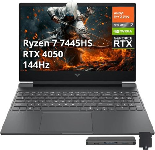 HP - Victus 15.6" Gaming Laptop,AMD Ryzen 7 7445HS,GeForce RTX 4050,16GB DDR5,512GB SSD+1TB Dock Set,Win 11 - Mica Silver-Front_Standard 