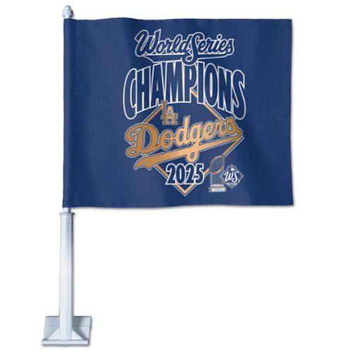 WinCraft - Los Angeles Dodgers 2025 World Series Champions Locker Room Celebration Double-Sided Car Flag - Multicolor-Front_Standard 