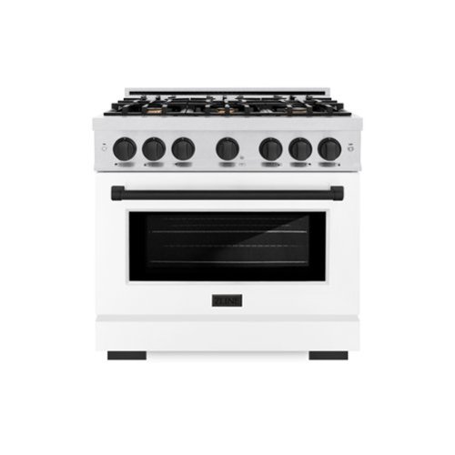 ZLINE - Autograph 36 in. Freestanding Select Satin Steel Gas Range w/ White Door & Black Accents - Satin Stainless Steel