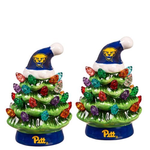 Evergreen Enterprises - Pitt Panthers 2-Pack 4" Ceramic LED Christmas Tree Set - Multicolor-Front_Standard 