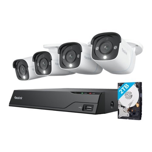 Reolink - 8-Channel, 4 - Bullet Camera Indoor/Outdoor 4K 8MP PoE 2TB Smart NVR Security Surveillance System - White