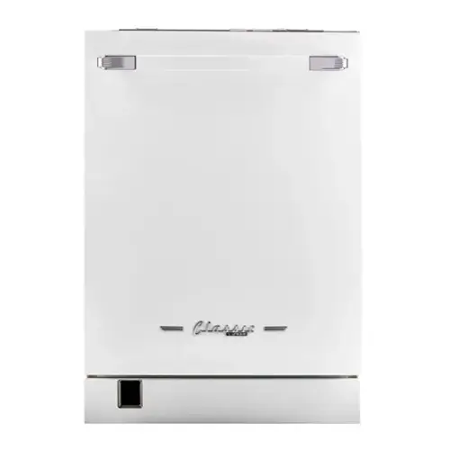 Front. Unique Appliances - 24" Classic Retro Panel Ready Top Control Dishwasher, 42 dBa - Marshmallow White.