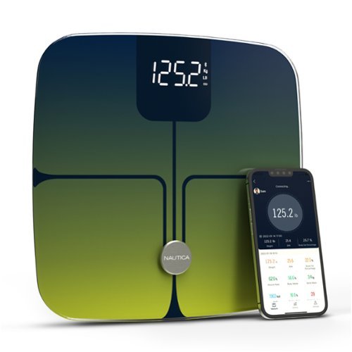 Nautica - Smart Body Scale, Bluetooth, BMI, Body Fat, Muscle & More, Smartphone App for Body Composition Tracking, 440 Lbs - Navy Yellow-Front_Standard 
