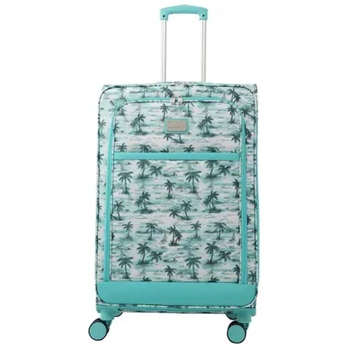 Front. Tommy Bahama - Palm Print 30" Expandable Softside Spinner - Aqua.