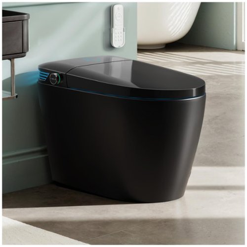 Koligey - Smart Toilet with Bidet, Auto Open/Close Lid, Heated Seat, Warm Wash&Dryer - Black-Front_Standard 