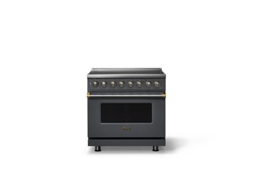 Viking - 36 in. Wide 6 Elements Pro 5 Series 5.6 Cu.Ft. Freestanding Induction Convection Range with Brushed Brass Trim - Cast Black