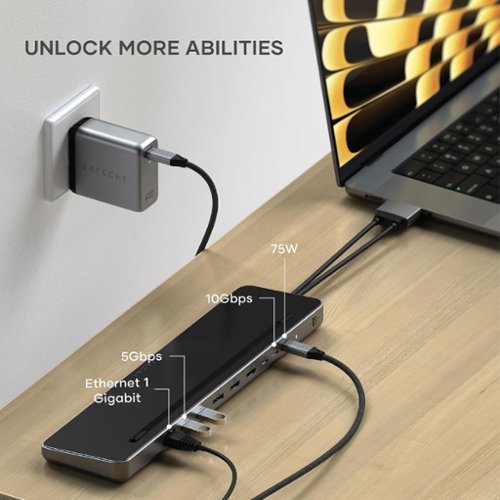 Satechi Dual Dock with NVMe SSD enclosure – USB-C PD (75W), 2 USB-C data, 2 HDMI 2.0, 1 DisplayPort 1.4, 2 USB-A, Ethernet - Space Gray SHOP ONLINE