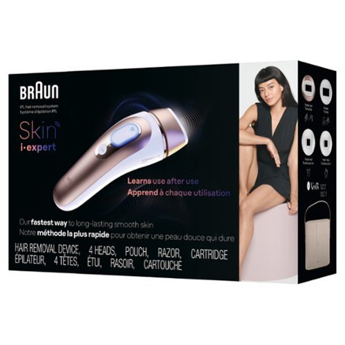 Braun IPL Skin i·Expert Home Hair Removal Includes Vanity Case, Venus Razor, 4 Smart Heads, with Free App - White/Bronze SHOP ONLINE