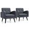 Costway - Accent Upholstered Single Sofa Home Office Armchair with Wooden Legs (Set of 2) - Gray-Front_Standard
