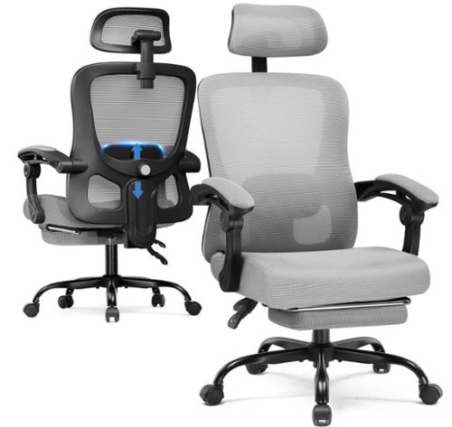 CloudRest Pro - High-Back Office Chair with Adjustable Lumbar Support Ergonomic Mesh Gaming Chair - Gray-Front_Standard 