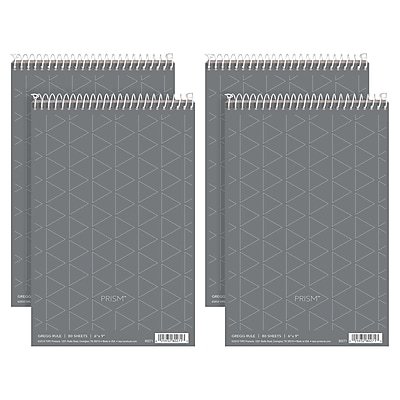 TOPS - Prism Steno Pads, 6" x 9", Gregg Ruled, 80 Sheets/Pad, 4 Pads/Pack - Gray