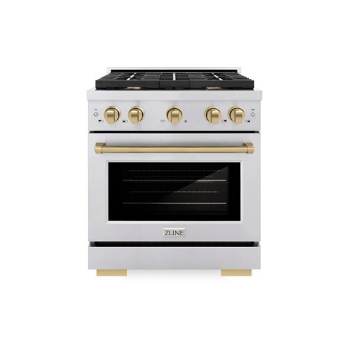 ZLINE - Autograph 30" Paramount Dual Fuel Range w/ 4 Burners & Champagne Bronze Accents (SDRZ-30-CB) - Stainless Steel-Front_Standard 