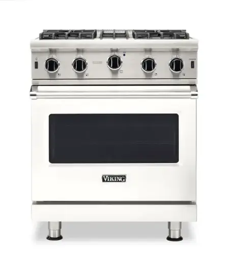 Front. Viking - 5-Series Gas Open Burner Range - Pure White.
