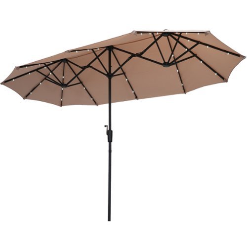 Ainfox - 13ft Patio Umbrella Outdoor Umbrella With Led Lights - Khaki-Front_Standard 