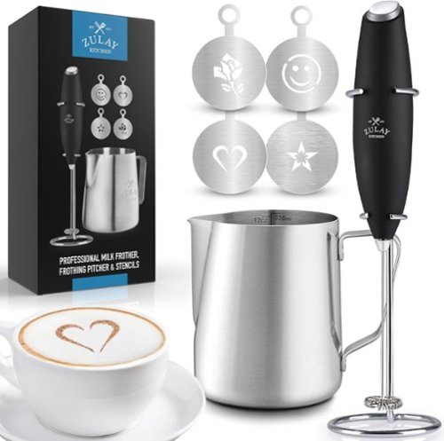 Zulay Kitchen Premium Gift Milk Frother Complete Set Handheld Foam