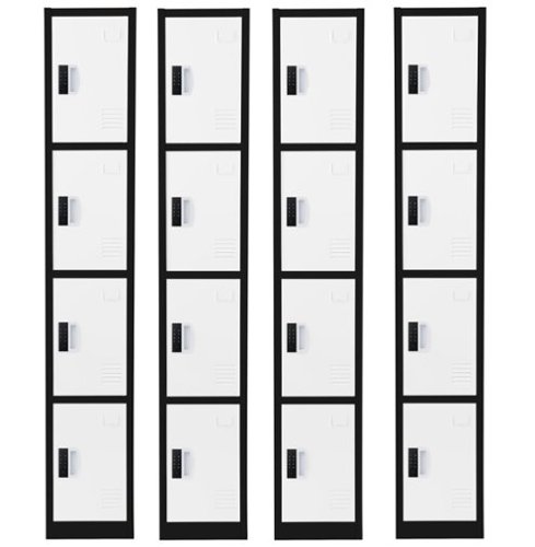 AdirOffice - Storage Locker 629-Series 72" H 4-Tier Steel Digital Lock 4-Shelf Locker, 4/Pack - Black and White-Front_Standard 