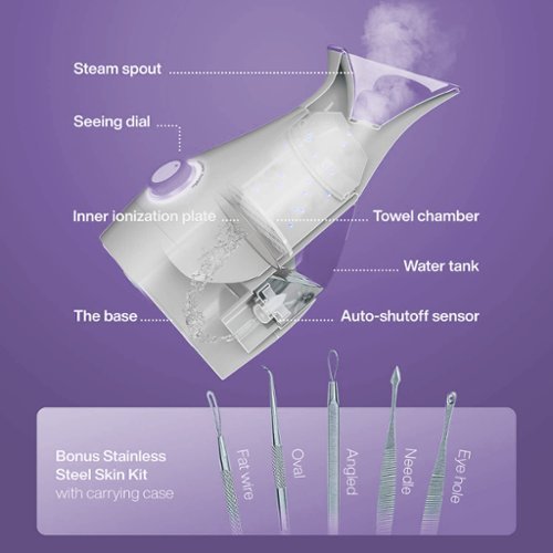 Pure Daily Care Nano Ionic Facial Steamer with 5 Piece Skin Kit and Hyaluronic Serum - Lilac GLOBAL SHIPPING