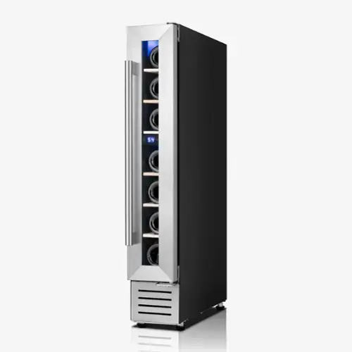 Front. Yeego - Wine Cooler Refrigerator ，7-Bottle  Compressor Fridge with UV Glass Door，Built-in or Freestanding - Stainless Steel.