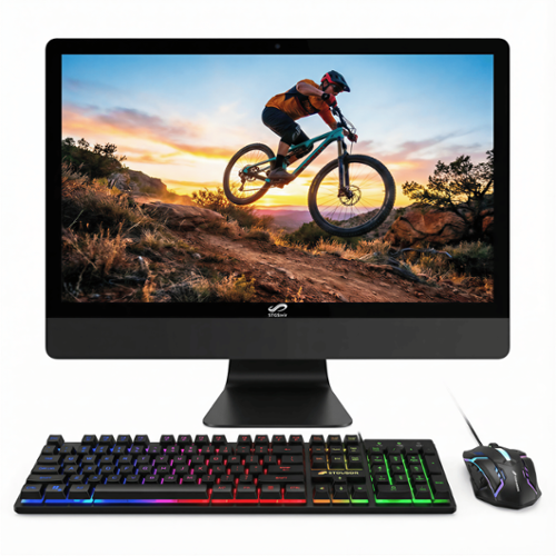 STGSivir - All in One Desktop PC, 22" FHD Display, i5 up to 3.6GHz, 16G RAM, 1TB SSD, WiFi&BT, RGB Keyboard&Mouse, Win11H - Black-Front_Standard 