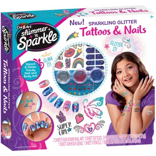 Cra-Z-Art - Shimmer 'N Sparkle: DIY Sparkling Glitter Tattoos & Nails, Ages 8+