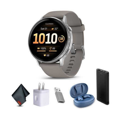 Garmin - Venu 4, 45mm, Advanced Health and Fitness GPS Smartwatch, Silver with Silver Gray Silicone Band - Silver - (2025)-Front_Standard 