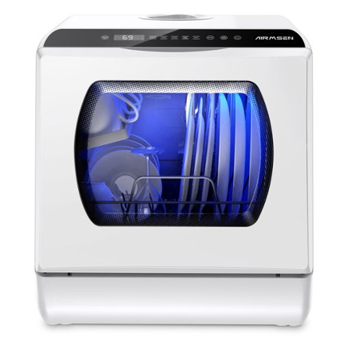 AIRMSEN - Portable Countertop Dishwasher with 5L Water Tank - 5 Washing Programs Tabletop Dishwasher - White-Front_Standard 