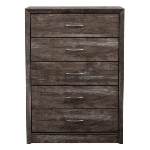 CorLiving - Newport 5 Drawer Tall Dresser - Brown Washed Oak-Front_Standard 