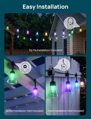 Linkind 48ft Smart Outdoor String Lights, Matter Compatible, AI Effects, IP67 Waterproof, Works with Alexa, Google Home - Black BUY IN MIDDLE EAST