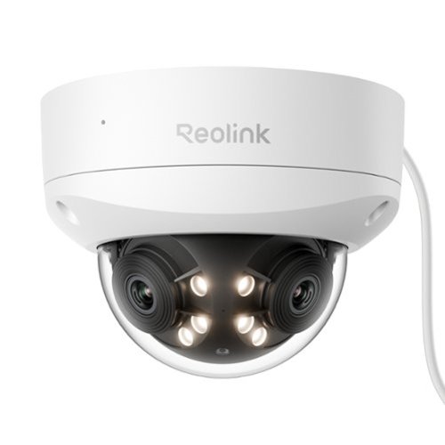 Reolink - Duo P757 16MP Dual-Lens PoE Security Camera 180° Panoramic Dome IK10 Vandal-Proof with Motion Track, Color Night Vision - White